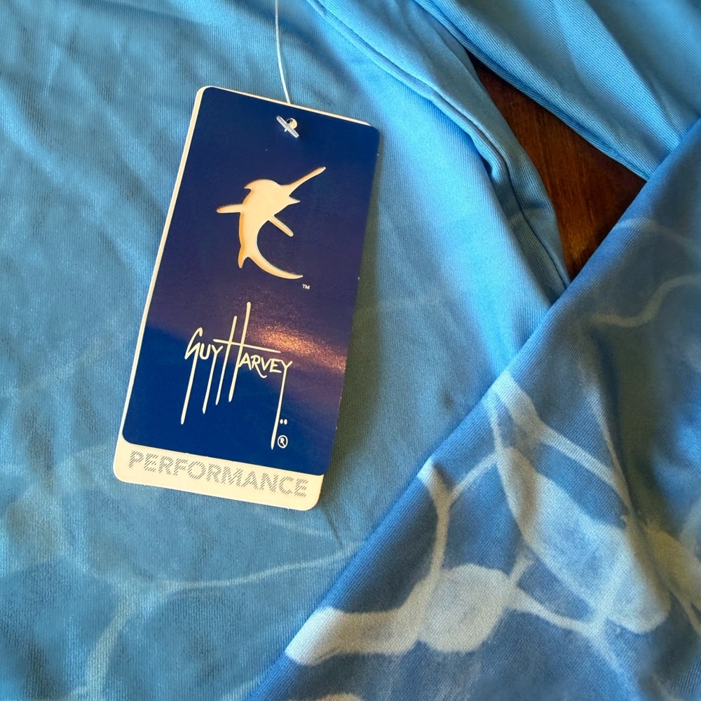NWT Guy HARVEY Light Blue Hooded Fishing & Performance Shirt - Picture 3 of 8
